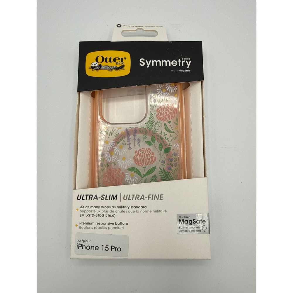 OtterBox Symmetry iPhone 15 Pro Case Floral MagSafe New Slim Protective Daisy